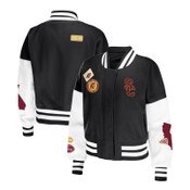 USC Trojans Women's Black SC Interlock Cropped Varsity Jacket